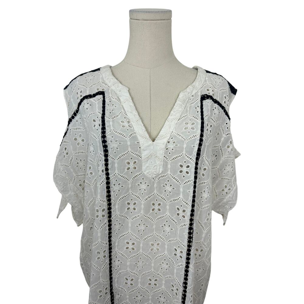 Hemant & Nandita Anthropologie Aditya Embroidered Tassel Tunic White Medium Boho - Picture 5 of 11